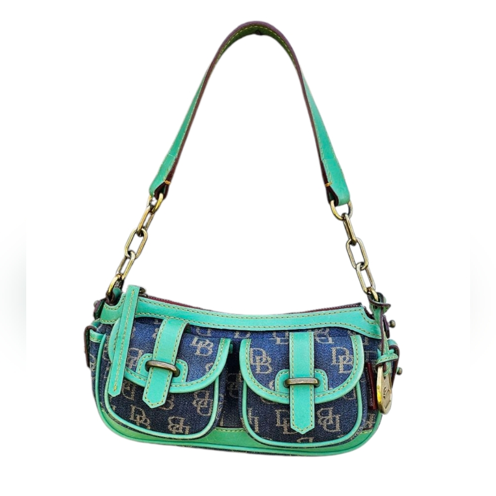 Dooney & Bourke Blue and Green Shoulder Bag